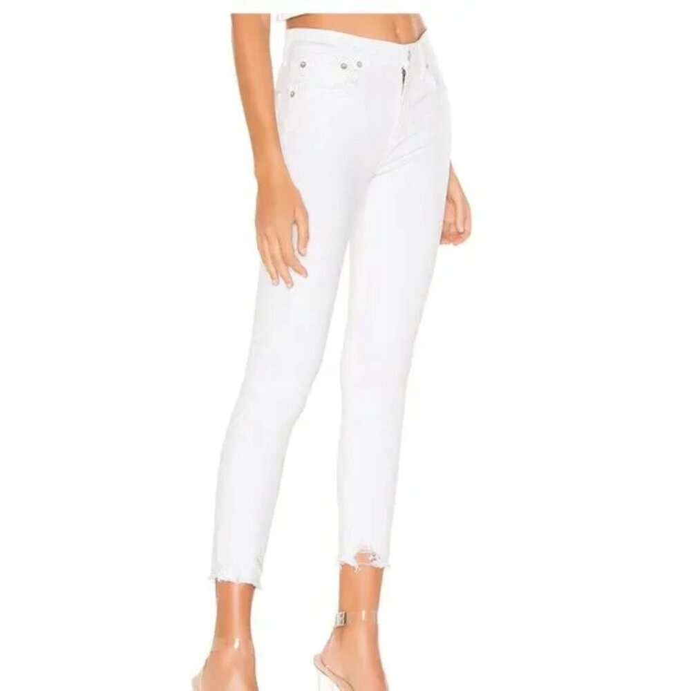 AGOLDE | Sophie White Distressed High Rise Skinny Crop | Sz 25